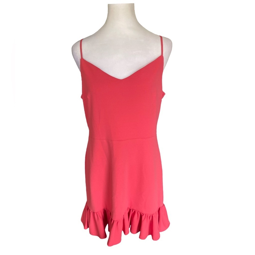 1. STATE Sugar Plum Coral Pink Ruffle Hem Mini Dress Womens Size 12